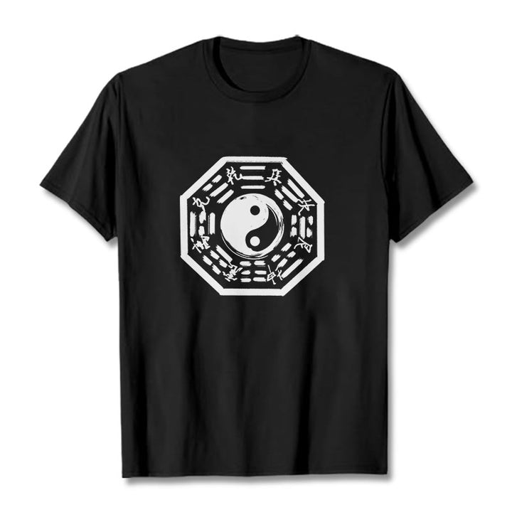 Buddha Stones T-Shirt aus Baumwolle mit Ba-Gua-Muster - Schwarz - 2XL - image 0