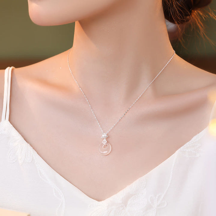 Buddha Stones , Chalcedon, 925 Sterlingsilber, Lotusblüte, Fu-Charakter, Peace-Schnalle, positiver Halskettenanhänger - image 3