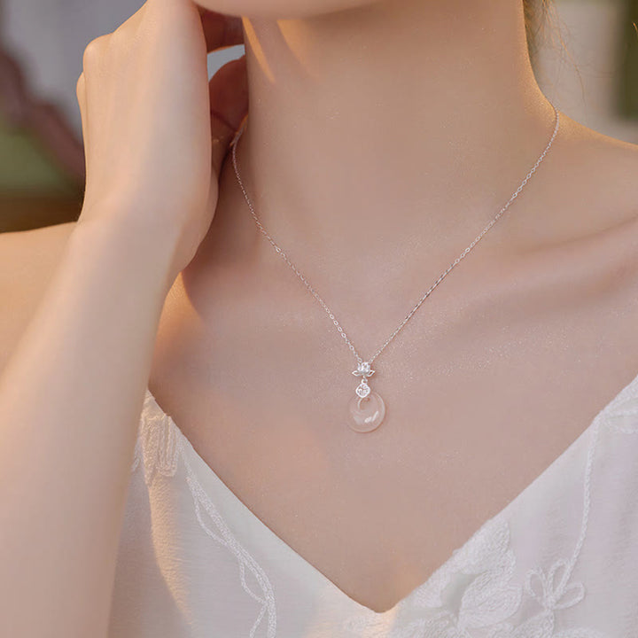 Buddha Stones , Chalcedon, 925 Sterlingsilber, Lotusblüte, Fu-Charakter, Peace-Schnalle, positiver Halskettenanhänger - image 2