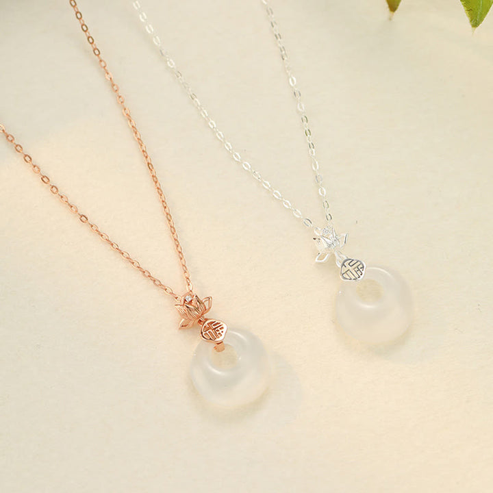 Buddha Stones , Chalcedon, 925 Sterlingsilber, Lotusblüte, Fu-Charakter, Peace-Schnalle, positiver Halskettenanhänger - image 10