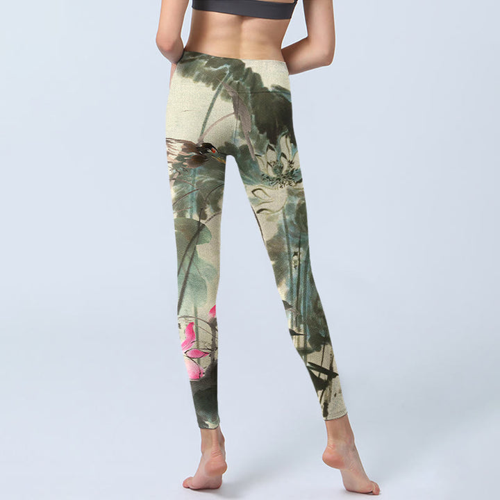 Buddha Stones, Lotus, Bambusblätter, Druck, Gym-Leggings, Damen-Yogahose - image 6