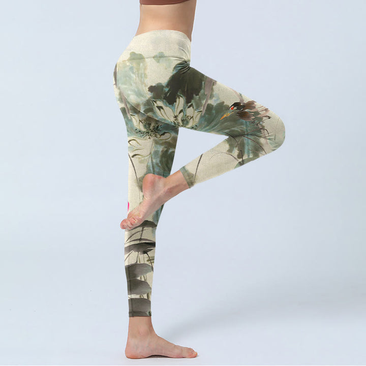 Buddha Stones, Lotus, Bambusblätter, Druck, Gym-Leggings, Damen-Yogahose - image 3