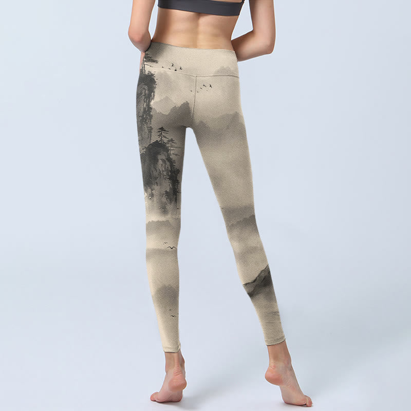 Buddha Stones ​​Berge in Nebel gehüllt Wild Goose Gym Leggings Damen Yoga Hose - image 7
