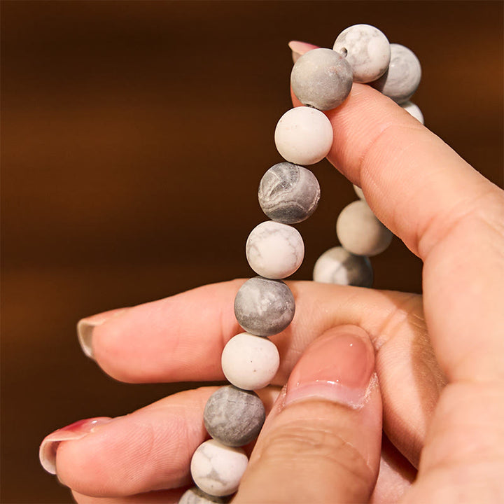 Buddha Stones Picasso Jaspis Weiß Türkis Mut Armband - image 4