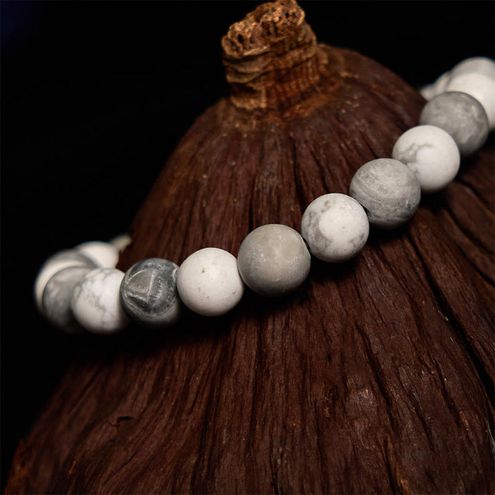 Buddha Stones Picasso Jaspis Weiß Türkis Mut Armband - image 3