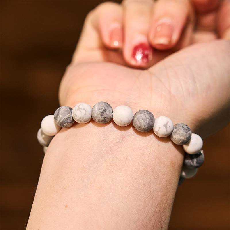Buddha Stones Picasso Jaspis Weiß Türkis Mut Armband - image 2