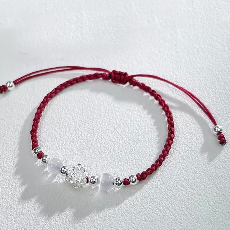 Buddha Stones 999 Sterling Silber Lotus Design Katzenauge Perlen Schutz String Armband - image 12