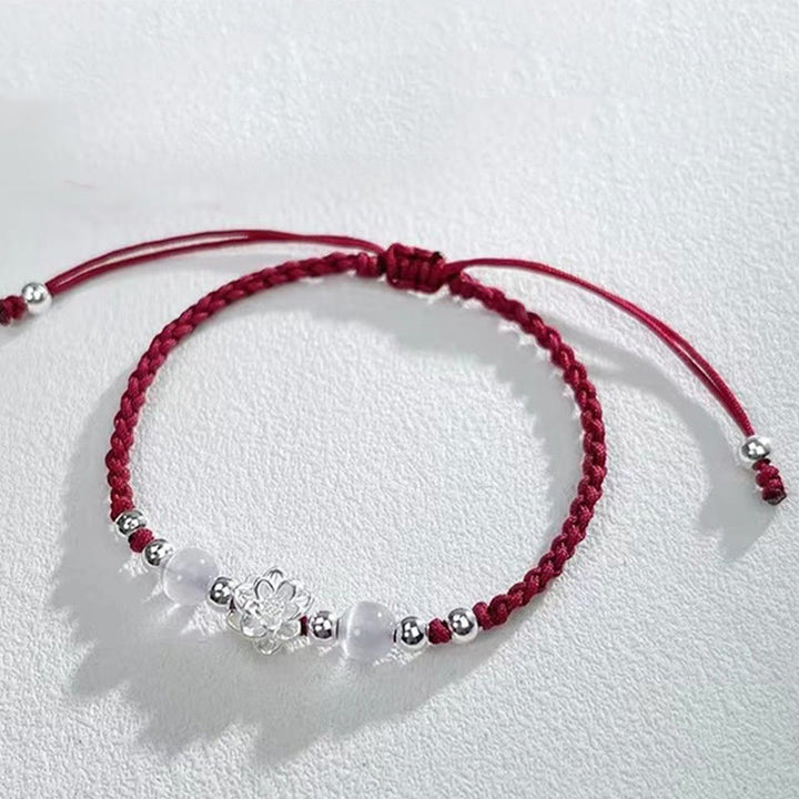 Buddha Stones 999 Sterling Silber Lotus Design Katzenauge Perlen Schutz String Armband - image 12