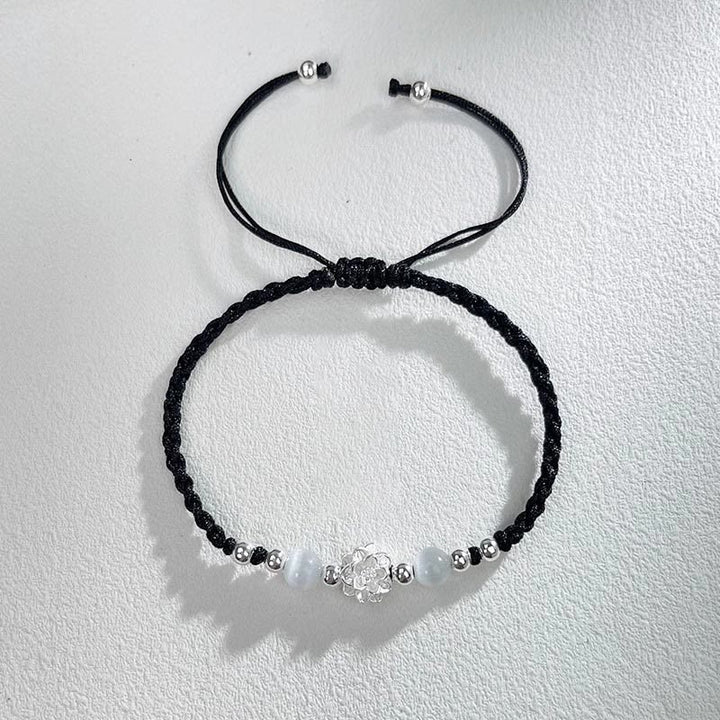Buddha Stones 999 Sterling Silber Lotus Design Katzenauge Perlen Schutz String Armband - image 4