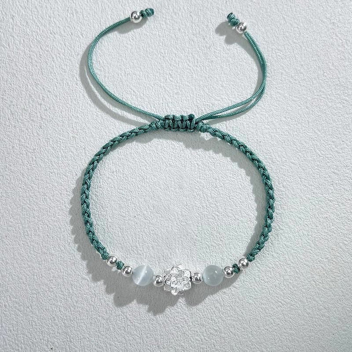 Buddha Stones 999 Sterling Silber Lotus Design Katzenauge Perlen Schutz String Armband - Lotusgrün (Handgelenkumfang 15-18 cm) - image 15