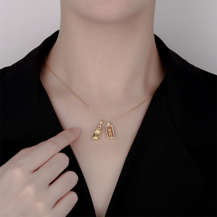 Buddha Stones ​​999 Sterling Silber Golden Pixiu Kupfer Münze Vajra Reichtum Halskette Anhänger - image 5