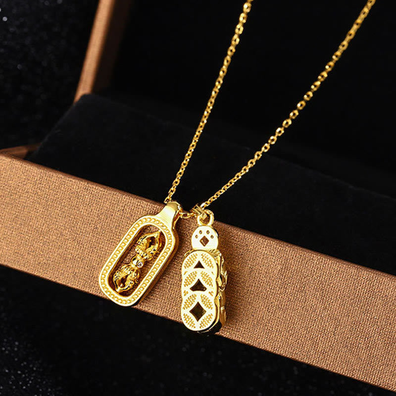 Buddha Stones ​​999 Sterling Silber Golden Pixiu Kupfer Münze Vajra Reichtum Halskette Anhänger - image 2