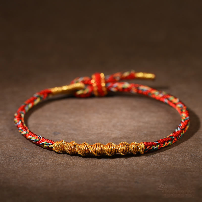 Handgefertigtes Armband aus geflochtenem Buddha Stones, Symbol für Glück und Stärke im chinesischen Tierkreis. - Red Rabbit (Handgelenkumfang 14-17 cm) - image 0