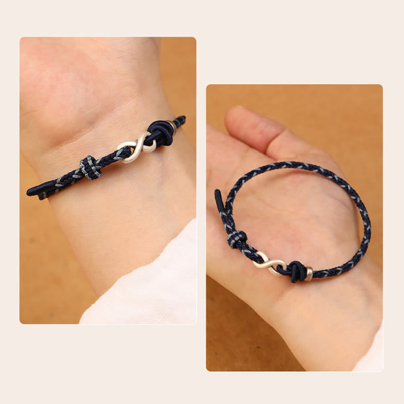 Buddha Stones Handgemachtes 999 Sterling Silber Endloser Knoten Unendlichkeitssymbol Glück Seil Armband - image 14