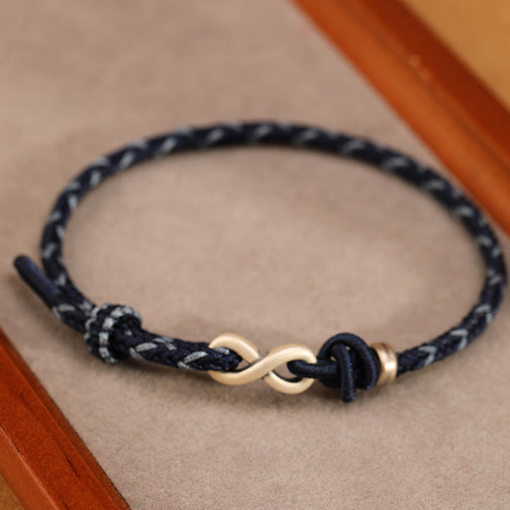Buddha Stones Handgemachtes 999 Sterling Silber Endloser Knoten Unendlichkeitssymbol Glück Seil Armband - image 9