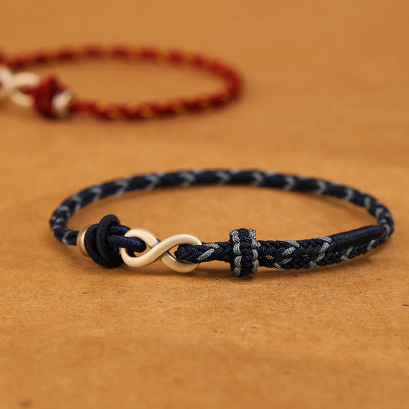 Buddha Stones Handgemachtes 999 Sterling Silber Endloser Knoten Unendlichkeitssymbol Glück Seil Armband - image 11