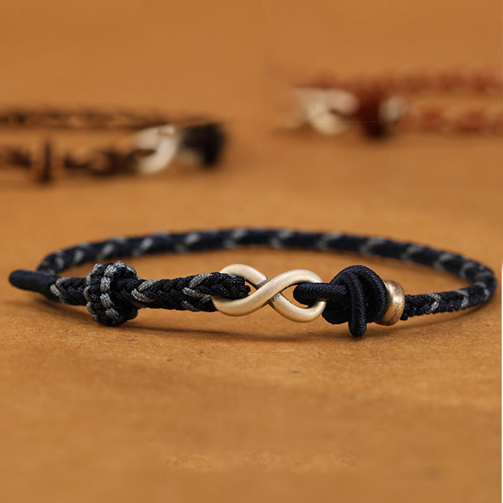 Buddha Stones Handgemachtes 999 Sterling Silber Endloser Knoten Unendlichkeitssymbol Glück Seil Armband - image 10