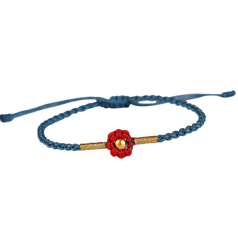 Buddha Stones 999 Gold Mini-Perle handgefertigt Blumendesign Glücksschutz Seil Armband - image 11