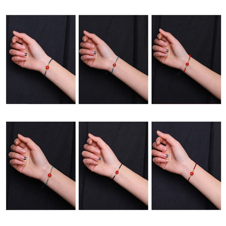 Buddha Stones 999 Gold Mini-Perle handgefertigt Blumendesign Glücksschutz Seil Armband - image 18