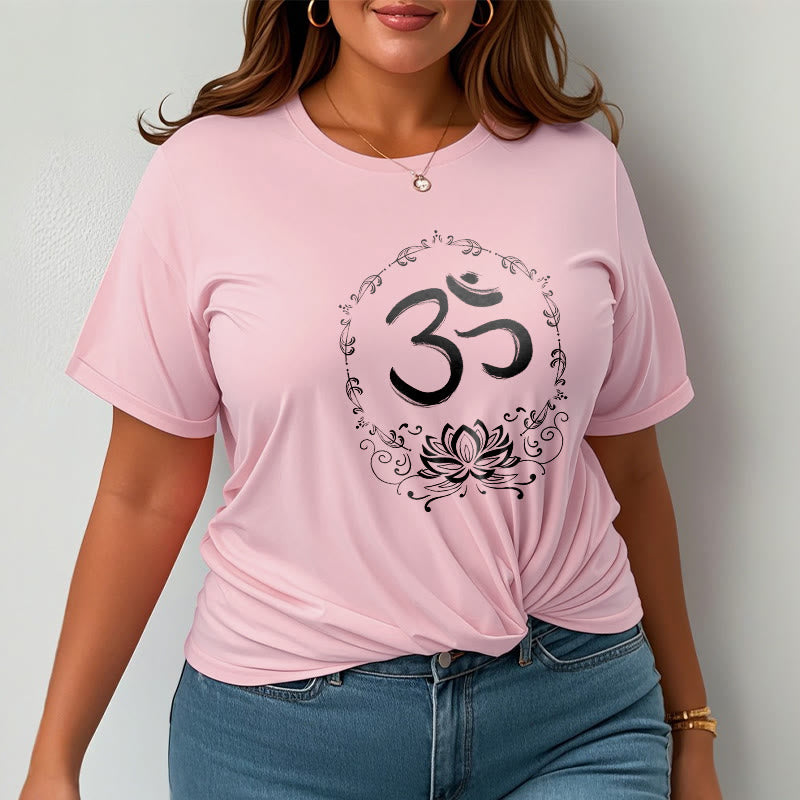 Buddha Stones OM Lotus Skizze Baumwolle T-Shirt - image 15