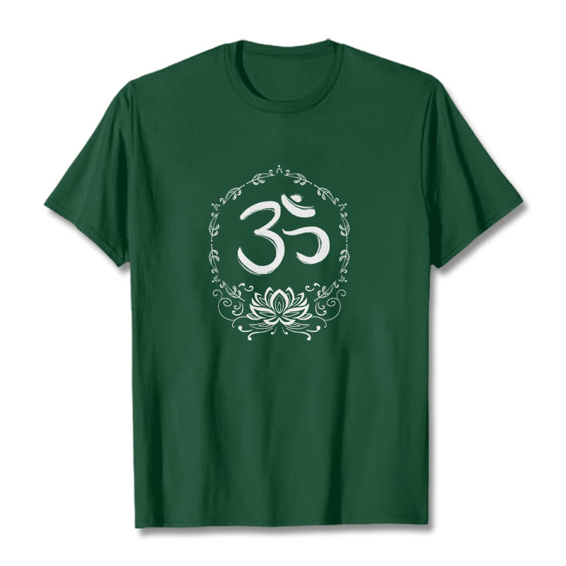 Buddha Stones OM Lotus Skizze Baumwolle T-Shirt - Waldgrün - 2XL - image 5