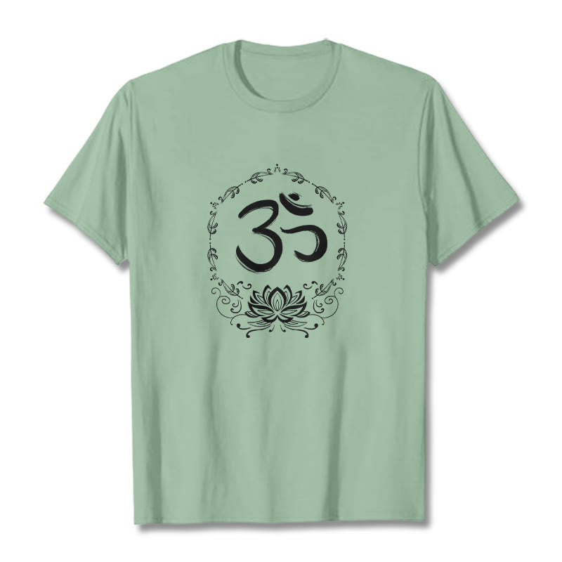 Buddha Stones OM Lotus Skizze Baumwolle T-Shirt - Hellgrün - 2XL - image 18