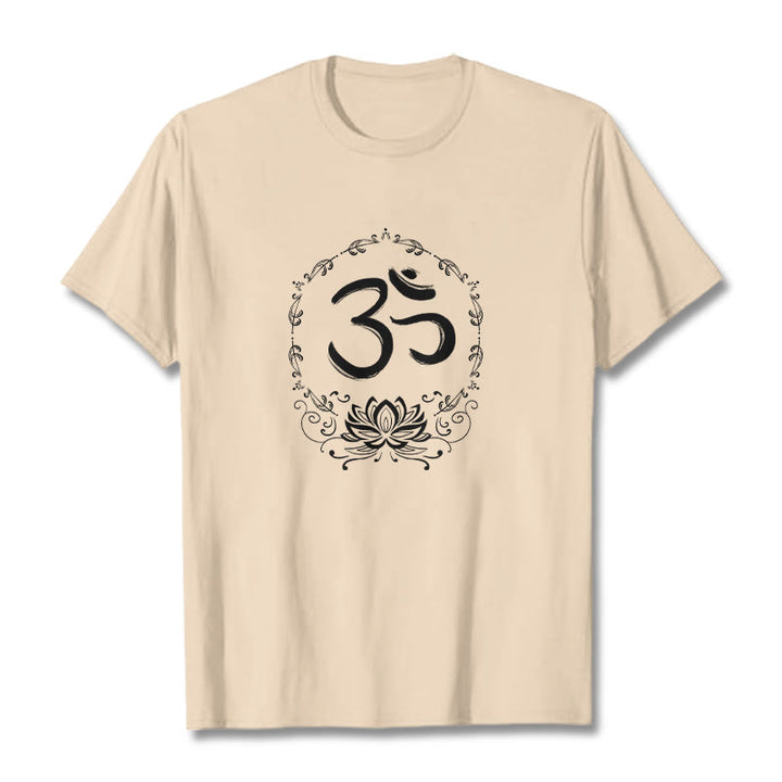 Buddha Stones OM Lotus Skizze Baumwolle T-Shirt - Biskuit - 2XL - image 11