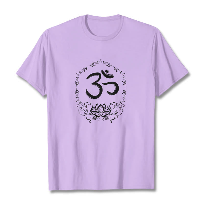 Buddha Stones OM Lotus Skizze Baumwolle T-Shirt - Pflaume - 2XL - image 16