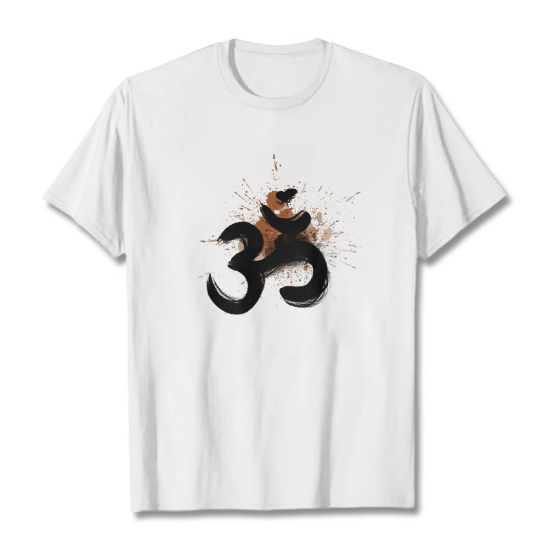 Buddha Stones OM Sanskrit Design Baumwolle T-Shirt - Weiß - 2XL - image 1