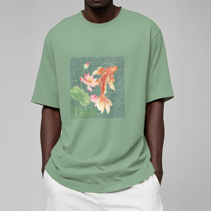 Buddha Stones Koi-Fisch-Lotus-Kombinations-Baumwoll-T-Shirt - image 15