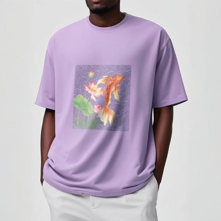 Buddha Stones Koi-Fisch-Lotus-Kombinations-Baumwoll-T-Shirt - image 17