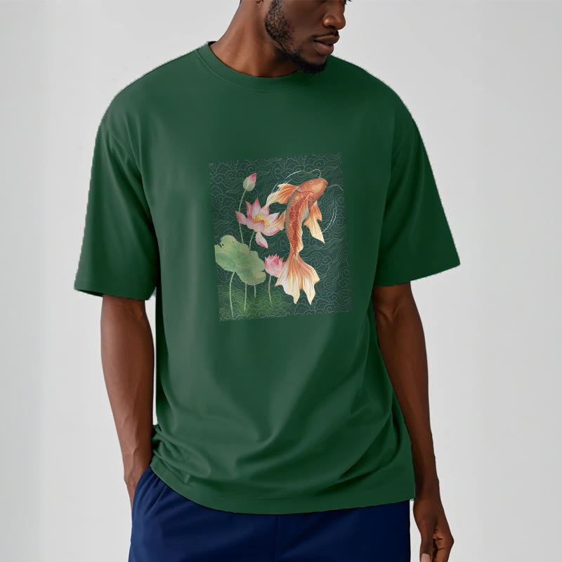 Buddha Stones Koi-Fisch-Lotus-Kombinations-Baumwoll-T-Shirt - image 10