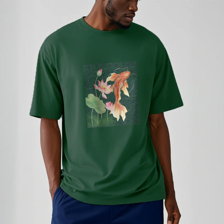 Buddha Stones Koi-Fisch-Lotus-Kombinations-Baumwoll-T-Shirt - image 10