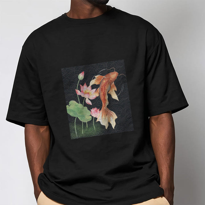 Buddha Stones Koi-Fisch-Lotus-Kombinations-Baumwoll-T-Shirt - image 8