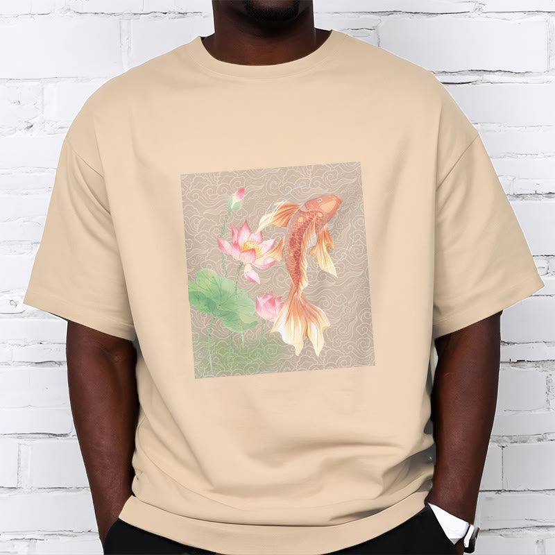 Buddha Stones Koi-Fisch-Lotus-Kombinations-Baumwoll-T-Shirt - image 13