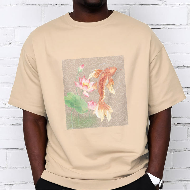 Buddha Stones Koi-Fisch-Lotus-Kombinations-Baumwoll-T-Shirt - image 13