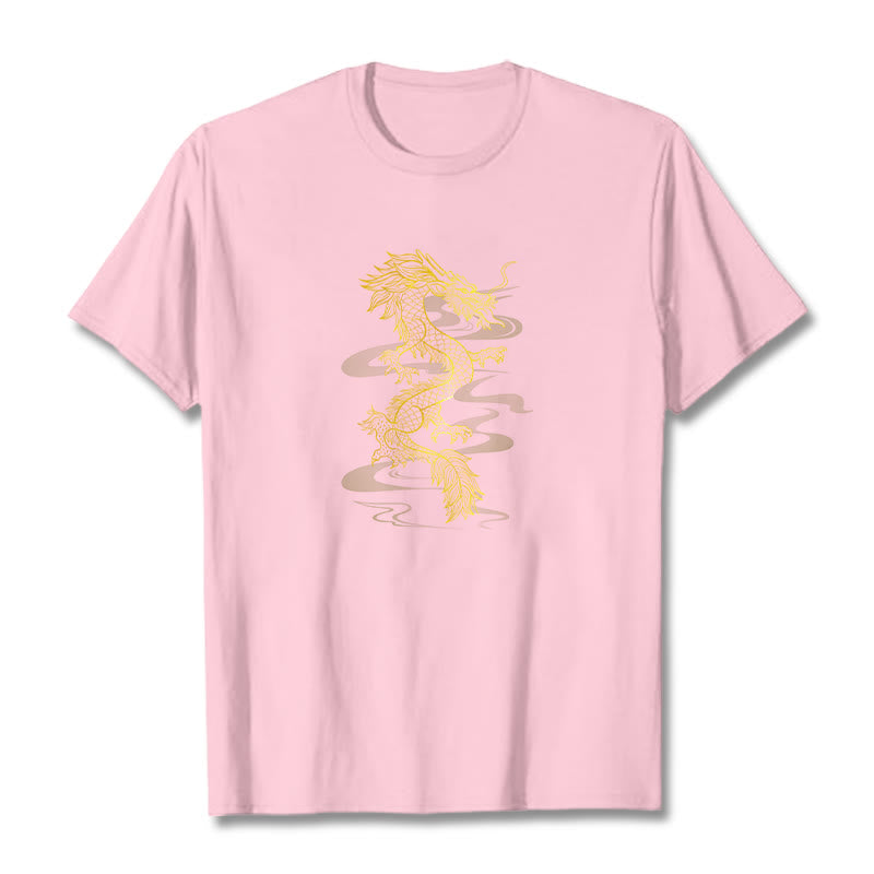 Buddha Stones Golden Dragon Baumwoll-T-Shirt - Hellrosa - 2XL - image 18