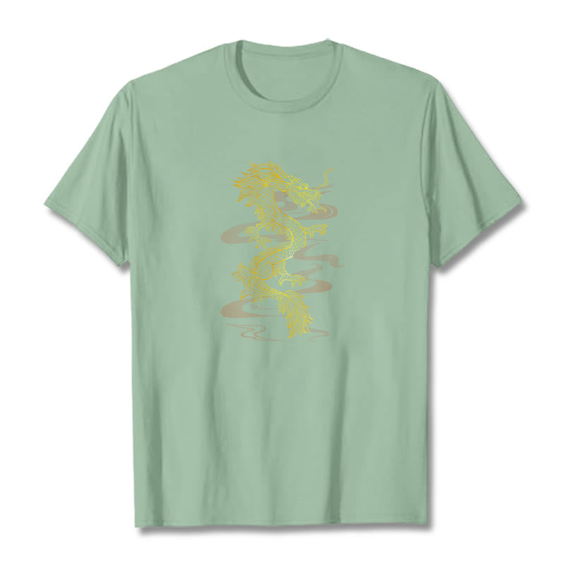 Buddha Stones Golden Dragon Baumwoll-T-Shirt - Hellgrün - 2XL - image 14