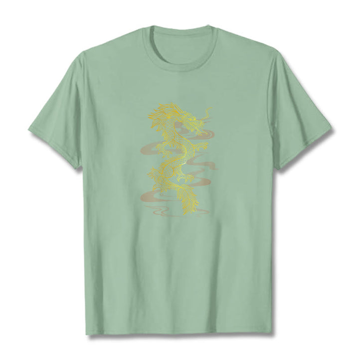 Buddha Stones Golden Dragon Baumwoll-T-Shirt - Hellgrün - 2XL - image 14