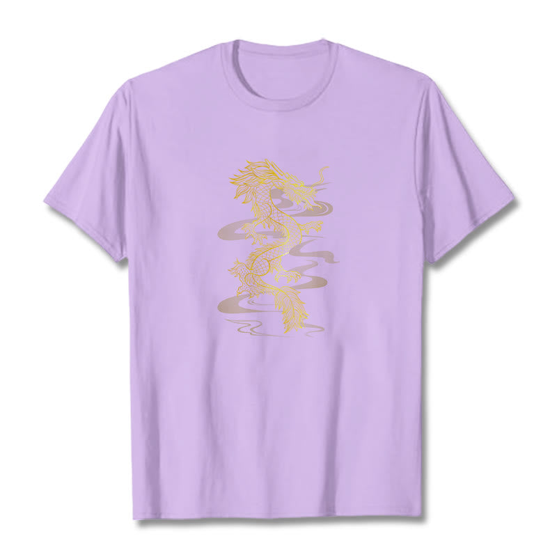 Buddha Stones Golden Dragon Baumwoll-T-Shirt - Pflaume - 2XL - image 16