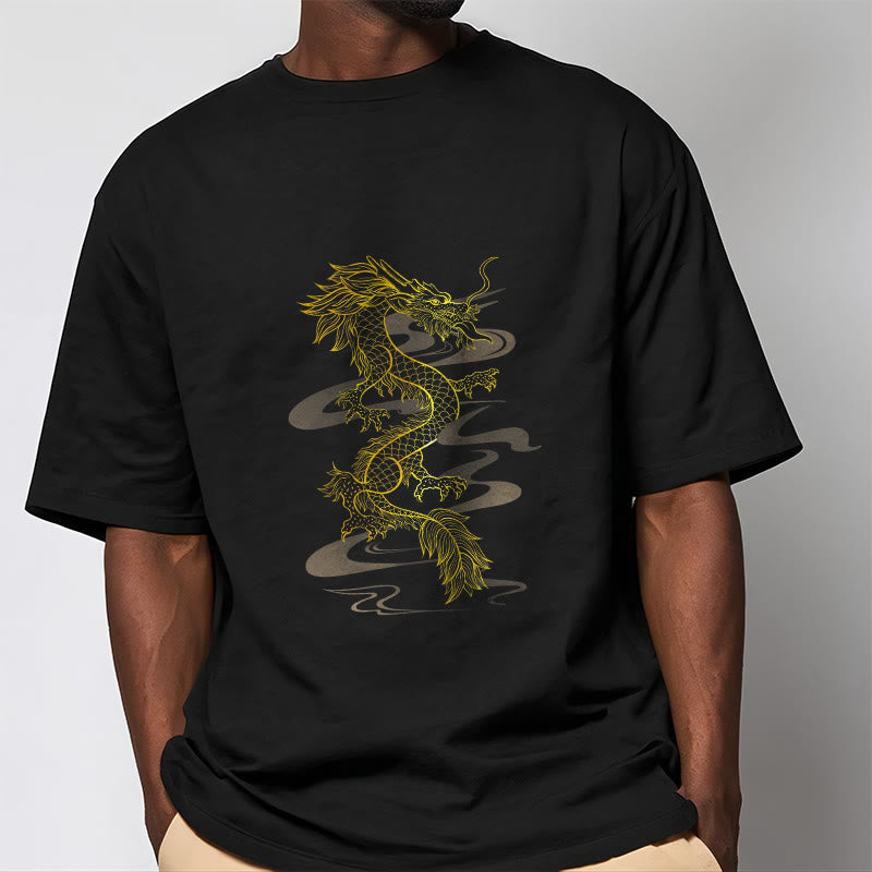 Buddha Stones Golden Dragon Baumwoll-T-Shirt - image 2