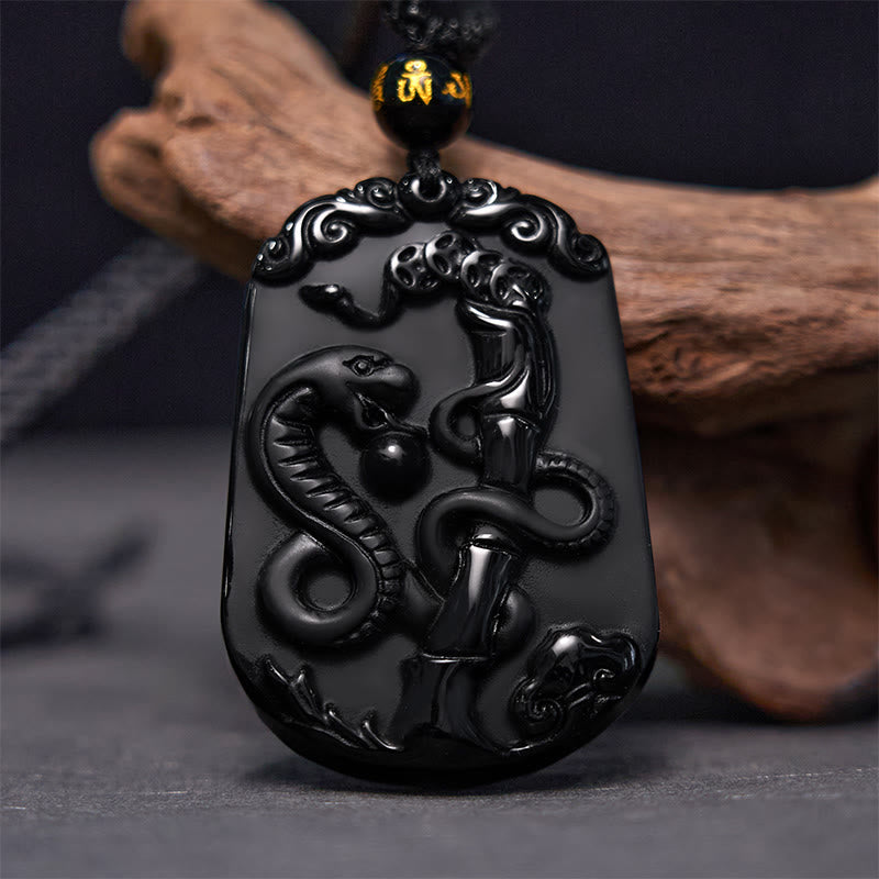 Halskette mit Anhänger Buddha Stones Chinese Zodiac Obsidian Reinigung Erfüllung