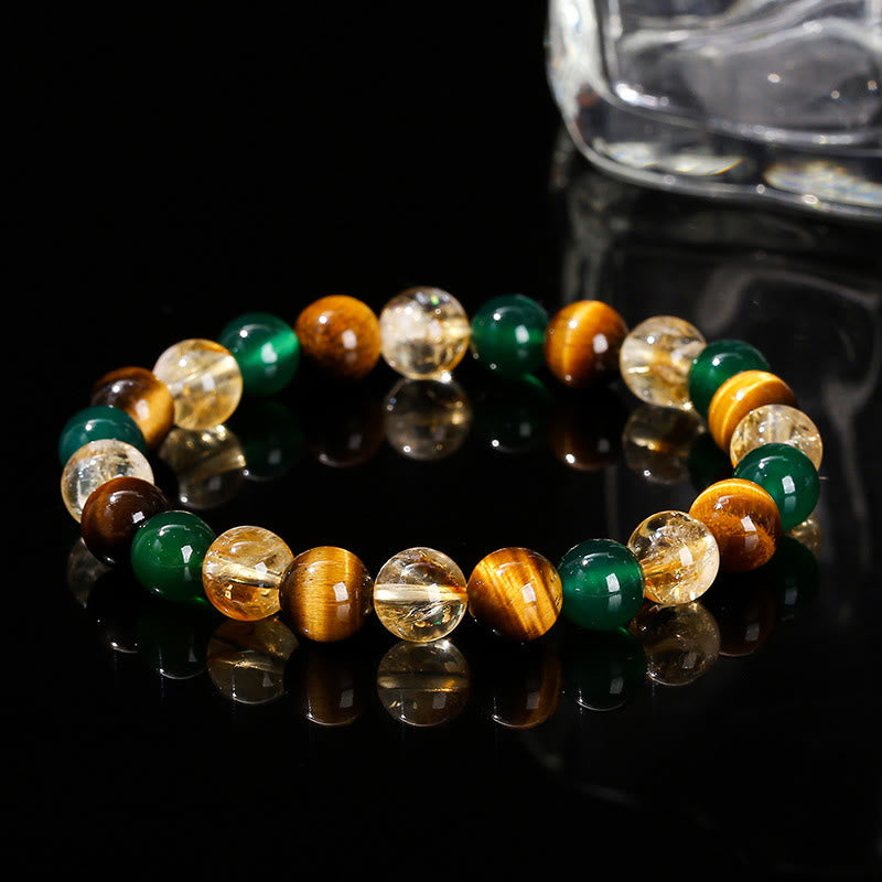Buddha Stones Natürliches Tigerauge, grüner Achat, Citrin, Mix and Match-Perlen, Schutzarmband - image 12
