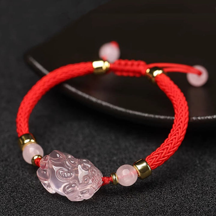 Buddha Stones PiXiu Rosa Kristall Reichtum Schnur geflochtenes Armband - image 6