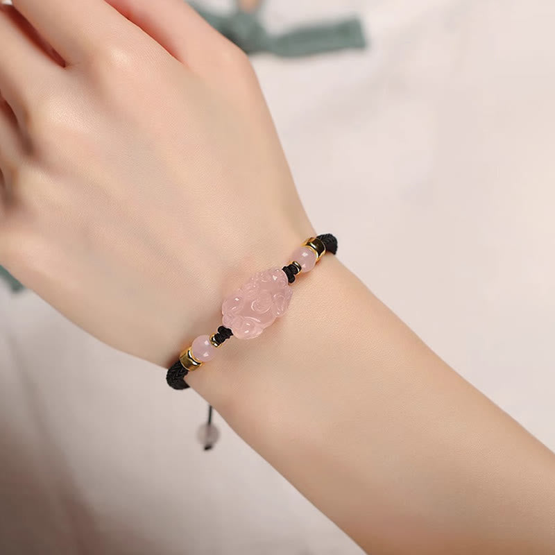 Buddha Stones PiXiu Rosa Kristall Reichtum Schnur geflochtenes Armband - image 13