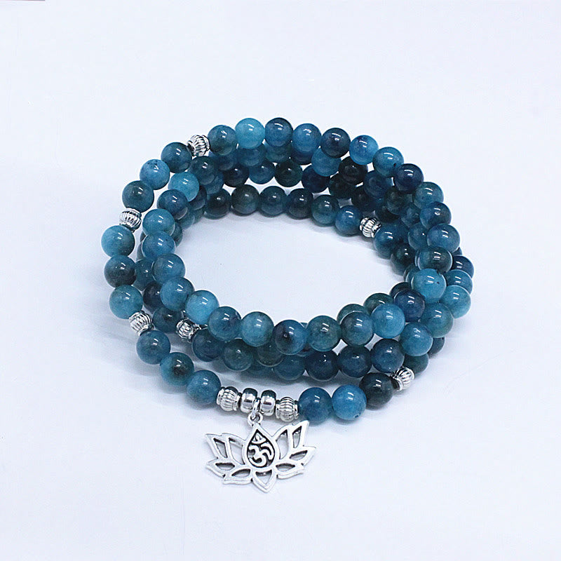 Buddha Stones 108 Mala Perlen Apatit Perle Om Der Lebensbaum Lotus Buddha Armband