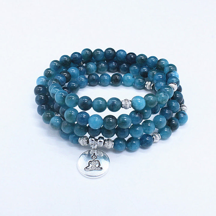 Buddha Stones 108 Mala Perlen Apatit Perle Om Der Lebensbaum Lotus Buddha Armband