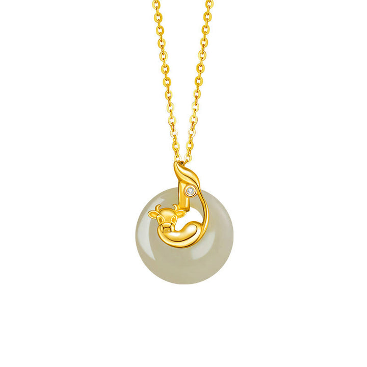 Buddha Stones, chinesisches Sternzeichen, Hetian-Jade, 925er Sterlingsilber, Halskette mit Anhänger - Hetian Jade 925 Sterling Silber-Ox - image 12