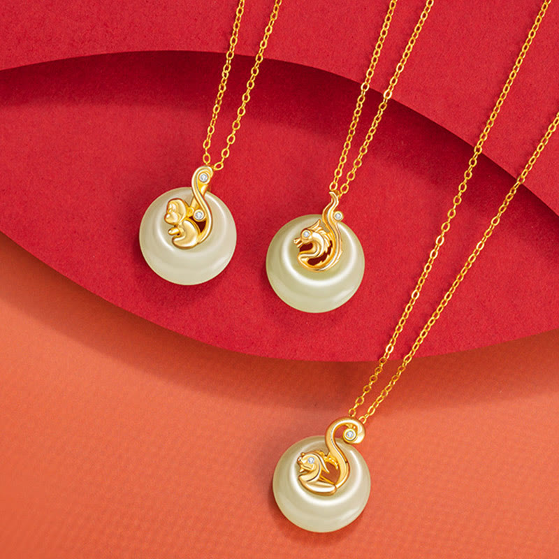 Buddha Stones, chinesisches Sternzeichen, Hetian-Jade, 925er Sterlingsilber, Halskette mit Anhänger - image 3