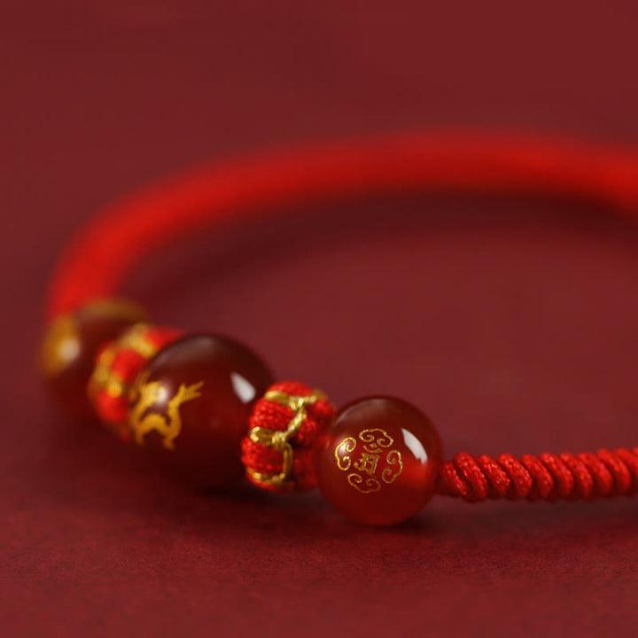 Buddha Stones Handgemachtes rotes Achat-chinesisches Sternzeichen-Schutzarmband mit roter Schnur, geflochten - image 18